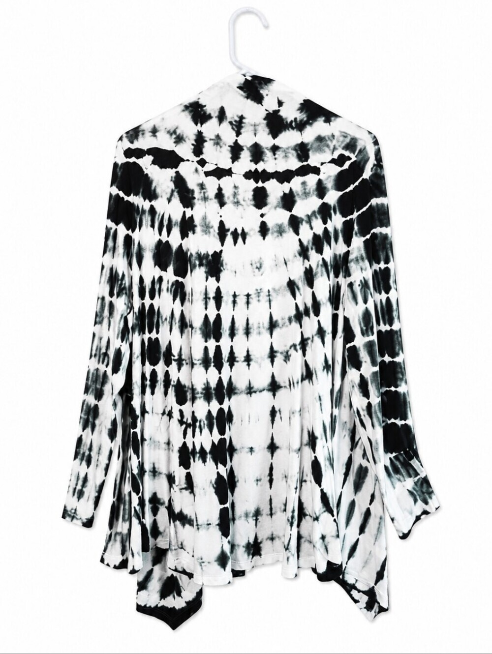 Tie-Dye Open Front Cardigan - Black & White - Picture 3 of 4